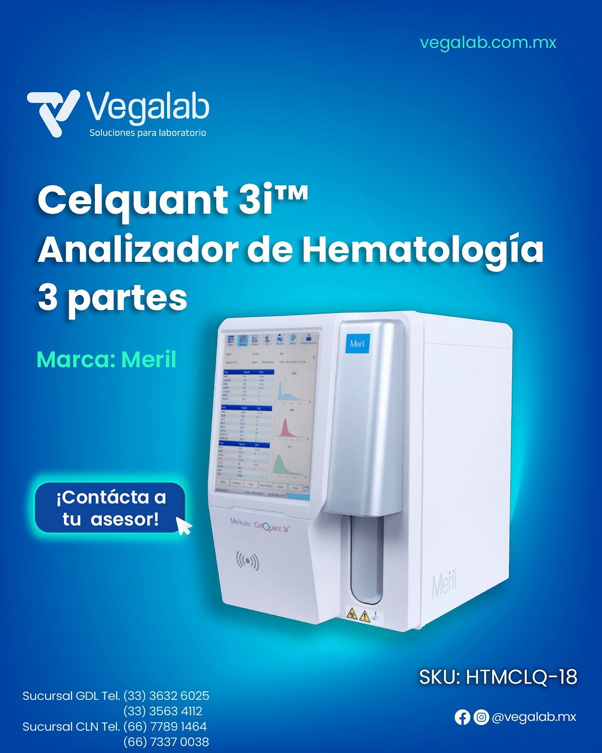 Analizador de Hematología 3 partes Mod. Merilyzer Celquant 3i™ - Meril Meril