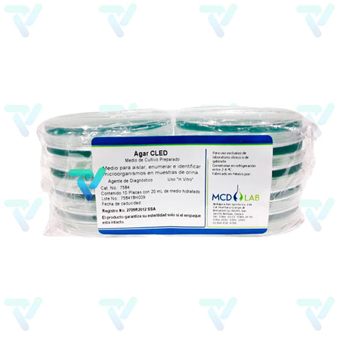 Agar Cled paquete c/10 placas MCD Lab
