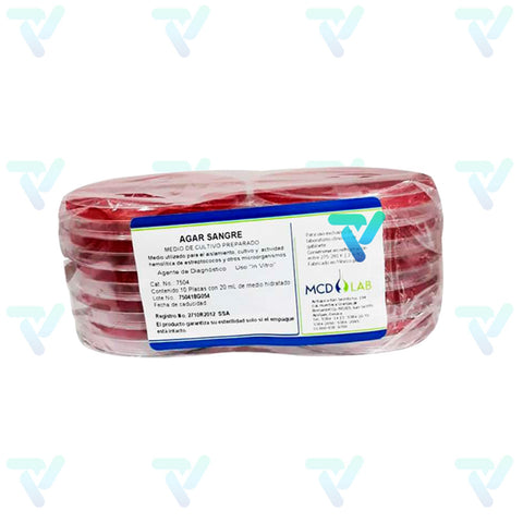 Agar Sangre (AST) paquete c/10 placas MCD Lab