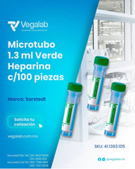 Microtubo 1.3ml Verde Heparina Litio c/100 - Sarstedt