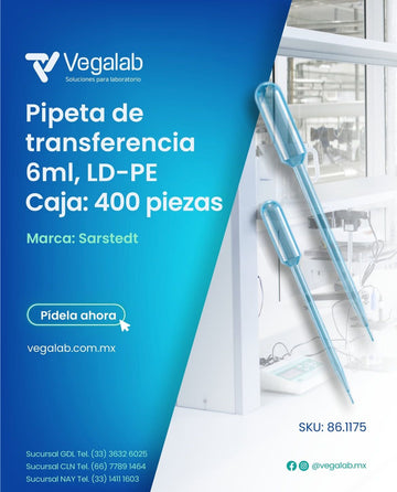 Pipeta de transferencia 6 ml, LD-PE, transparente, 20 µl-30 µl c/400 piezas - Sarstedt SARSTEDT