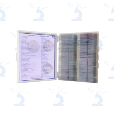 Estuche con 100 preparaciones biológicas. Modelo VE-S100 Velab